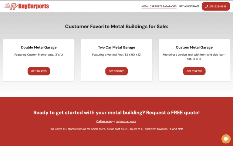 Buycarports new website